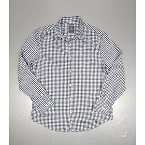 Bluffworks Meridian Button Up Shirt Mens Lrg Blue Plaid Classic Fit Long Sleeve